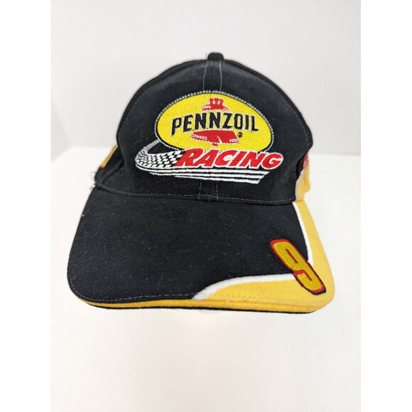 Pennzoil Racing #9 Roush Racing Men Black Adjustable Strap Back Cap Hat - Picture 1 of 8